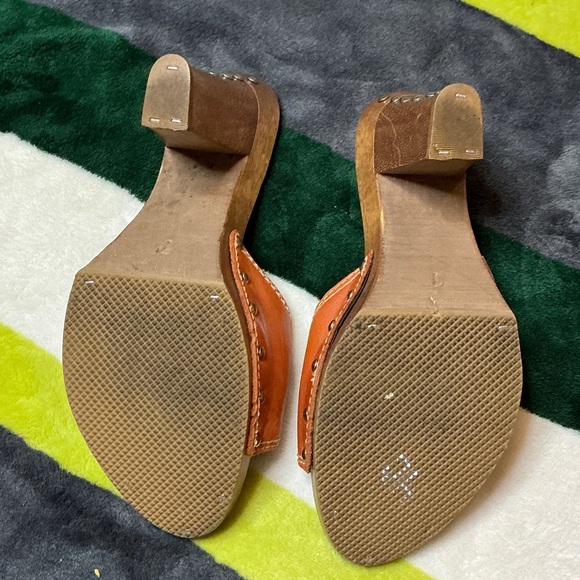 BONGO Women's Orange Leather Mules Size 7 - Picture 9 of 13